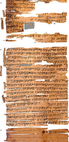 Birch-bark manuscript in the Kharosthi script. Image British Library